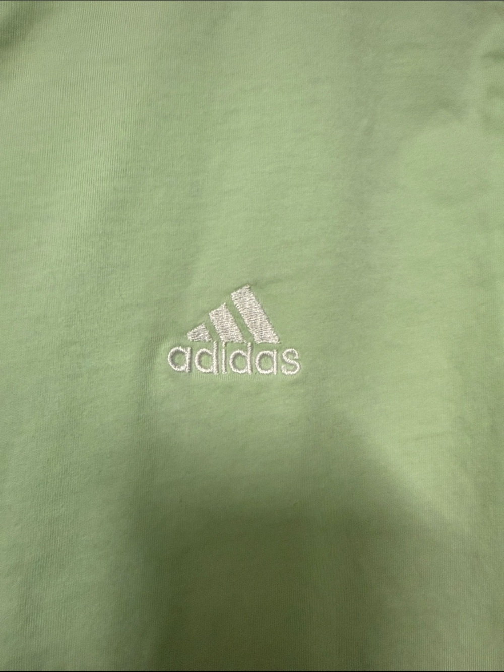 adidas Mint Green Cropped Tee with White Shoulder Stripes - Picture 3 of 6